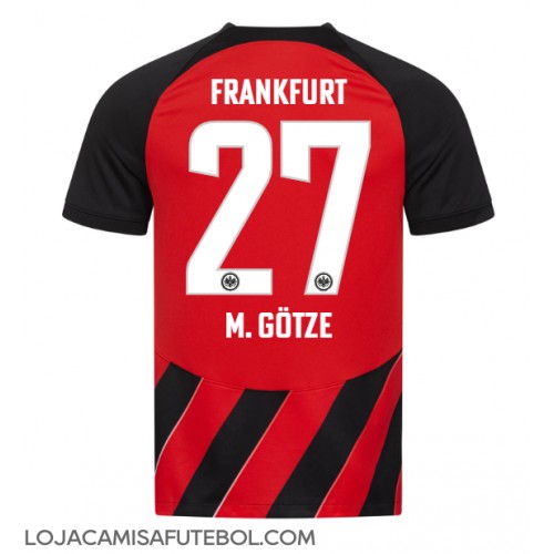 Camisa de Futebol Eintracht Frankfurt Mario Gotze #27 Equipamento Principal 2023-24 Manga Curta